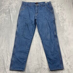 Wolverine Carpenter Jeans Mens 36x30 Blue Denim Fleece Lined Work Pants